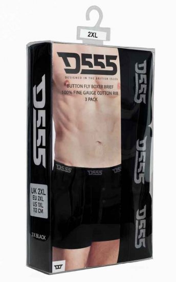 D555 Driver Boxershorts 3-pack Black - Ropa interior - Ropa interior 2XL-8XL