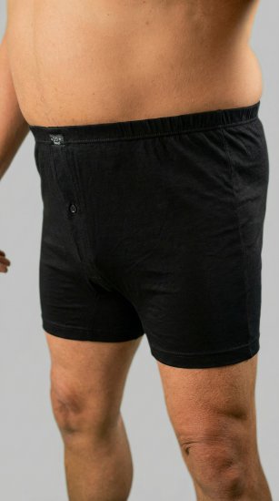 20 Nodi 935 Combed Cotton Jersey Boxer with Front Button Fly Black - Bóxeres - Bóxeres 2XL-12XL