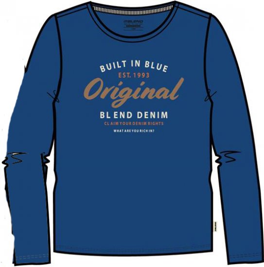 Blend Long Sleeve T-Shirt 4933 True Blue - Camisetas - Camisetas - 2XL-14XL