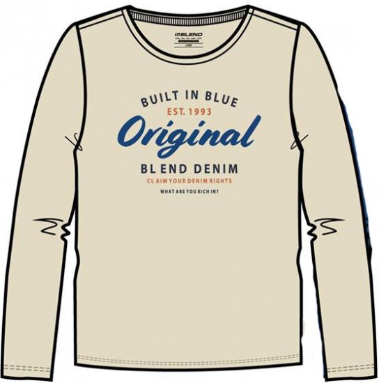 Blend T-Shirt 4933 Cloud Cream - Camisetas - Camisetas - 2XL-14XL