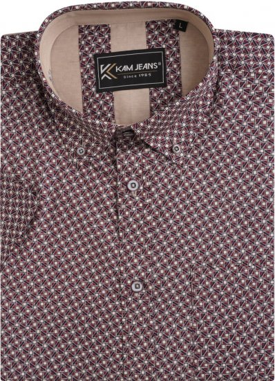 Kam Jeans 6280 All Over Geo Print Shirt Burgundy - Camisas - Camisas 2XL-10XL