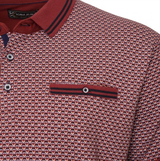  Kam Jeans 5488 Dobby Print Pique Polo Wine - Polos - Polos 2XL-8XL