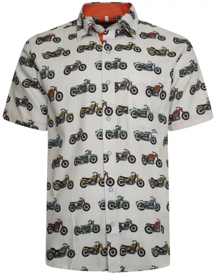 Kam Jeans 6043 Motorbike Digital Print Short Sleeve Shirt Multi-Colored - Camisas - Camisas 2XL-10XL