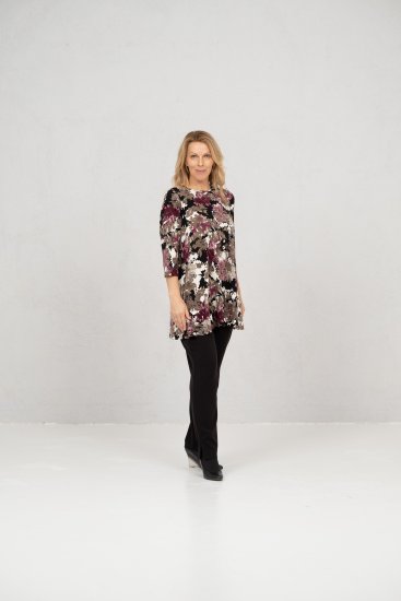 Scandinavian Caramel Flower Petals Tunic Brown - Camisetas estampadas para mujer - 
