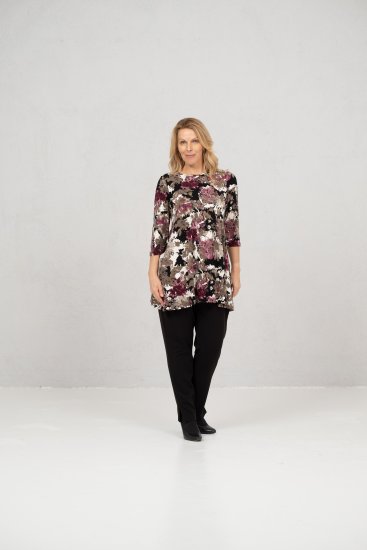 Scandinavian Caramel Flower Petals Tunic Brown - Camisetas estampadas para mujer - 
