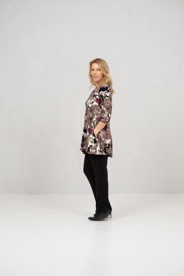 Scandinavian Caramel Flower Petals Tunic Brown - Camisetas estampadas para mujer - 