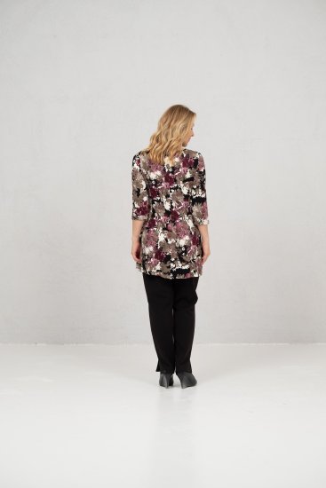 Scandinavian Caramel Flower Petals Tunic Brown - Camisetas estampadas para mujer - 