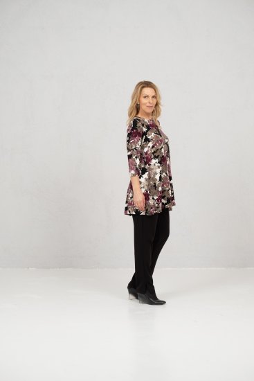 Scandinavian Caramel Flower Petals Tunic Brown - Camisetas estampadas para mujer - 
