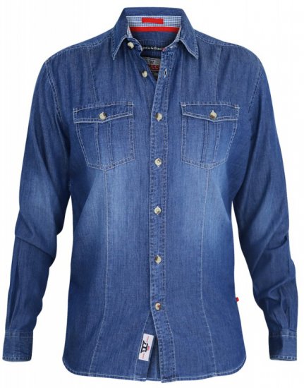 D555 Adcock Long Sleeve Vintage Denim Shirt - Camisas - Camisas 2XL-10XL