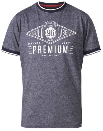 D555 Alister Premium Chest Printed Ringer T-Shirt Navy - Camisetas - Camisetas - 2XL-14XL