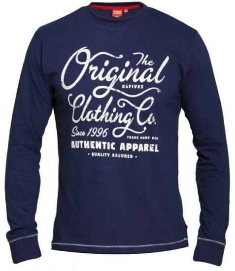 D555 Austin Long Sleeve T-shirt Navy - Camisetas - Camisetas - 2XL-14XL