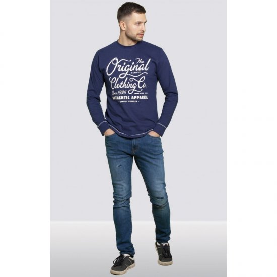 D555 Austin Long Sleeve T-shirt Navy - Camisetas - Camisetas - 2XL-14XL