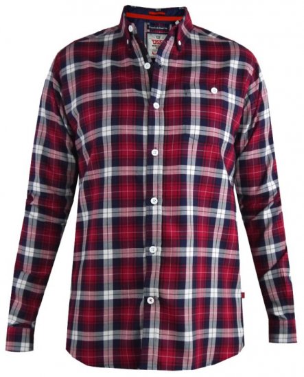 D555 Baltimore Checked Shirt Red - Camisas - Camisas 2XL-10XL