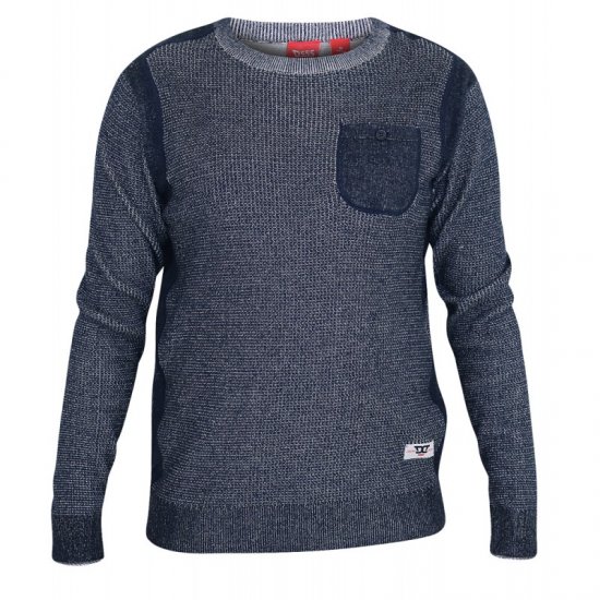 D555 Bryson Crewneck Sweater with Pocket Navy - Sudaderas - Sudaderas 2XL-12XL