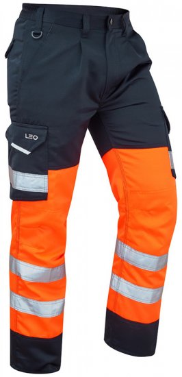 Leo Bideford Cargo Pants Hi-Vis Orange/Navy - Ropa de trabajo - Ropa de trabajo 3XL-6XL