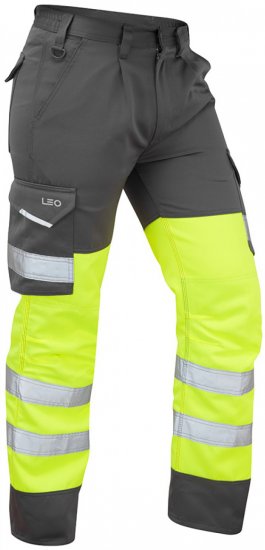 Leo Bideford Cargo Pants Hi-Vis Yellow/Grey - Ropa de trabajo - Ropa de trabajo 3XL-6XL