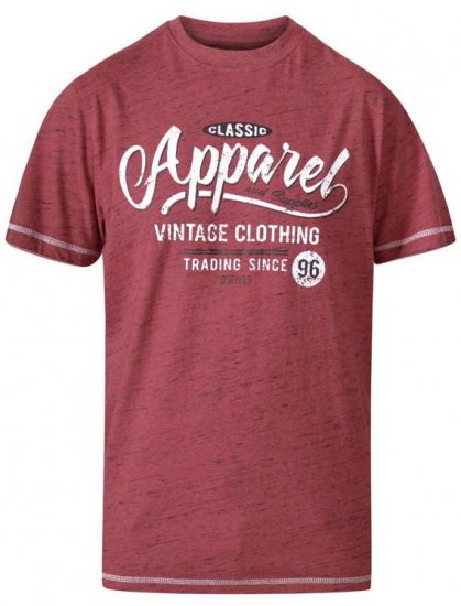 D555 Douglas Classic Apparel Crew Neck Printed T-Shirt Red Reno - Camisetas - Camisetas - 2XL-14XL
