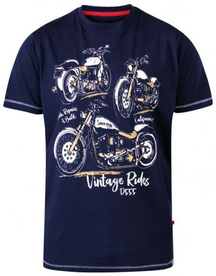 D555 Ellis Motorbike Trio Crew Neck T-Shirt Navy - Camisetas - Camisetas - 2XL-14XL