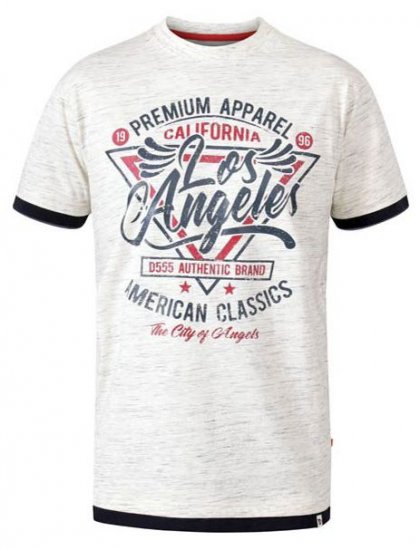 D555 Ellwood Los Angeles Crew Neck Printed T-Shirt Off White Reno - Camisetas - Camisetas - 2XL-14XL