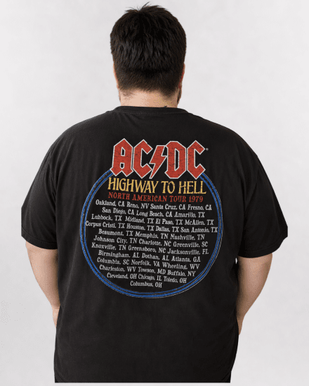 D555 Hugh Official ACDC Highway To Hell Camiseta con Estampado Negra - Camisetas - Camisetas - 2XL-14XL