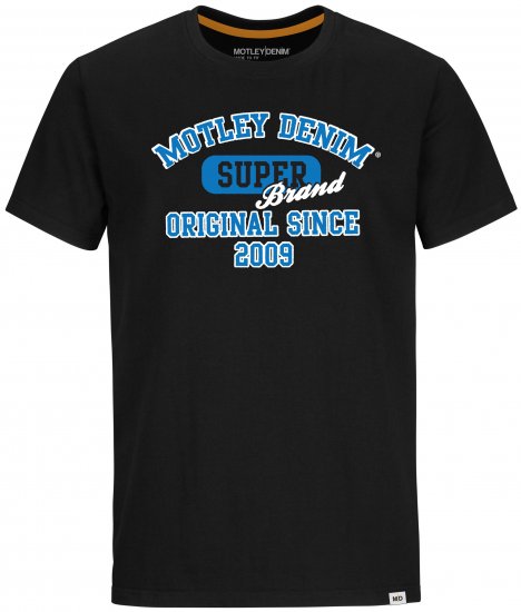 Motley Denim Exeter T-shirt Blue on Black - Camisetas - Camisetas - 2XL-14XL