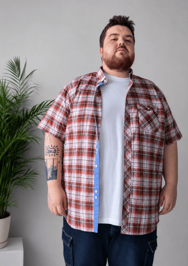 Kam Jeans 6368 Checked Short Sleeve Shirt Red - Camisas - Camisas 2XL-10XL