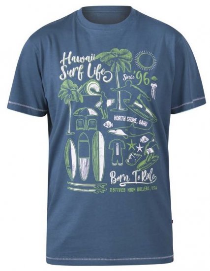 D555 Fernsby Hawaii Surf Crew Neck T-Shirt Teal - Camisetas - Camisetas - 2XL-14XL