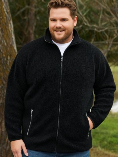 Espionage FL043 Chaqueta polar sherpa negro - Chaquetas - Chaquetas Tallas Grandes 2XL-8XL