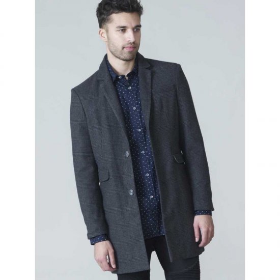 D555 Terry Checked Overcoat Charcoal - Chaquetas - Chaquetas Tallas Grandes 2XL-8XL