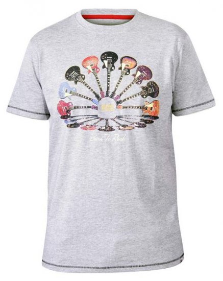 D555 Gillard Guitars Crew Neck Printed T-Shirt Grey - Camisetas - Camisetas - 2XL-14XL