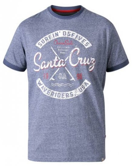 D555 Gove Santa Cruz Surfer Print Ringer T-Shirt Navy - Camisetas - Camisetas - 2XL-14XL