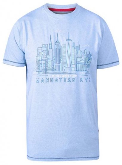 D555 Hemsworth Manhattan Sky Line Crew Neck Printed T-Shirt Blue - Camisetas - Camisetas - 2XL-14XL
