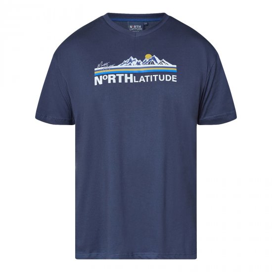 North Latitude Mountain T-Shirt V-Neck Azul marino - Camisetas - Camisetas - 2XL-14XL