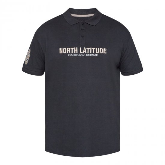 North Latitude Logo Polo Negro - TALL polos - Polos TALL para hombres altos