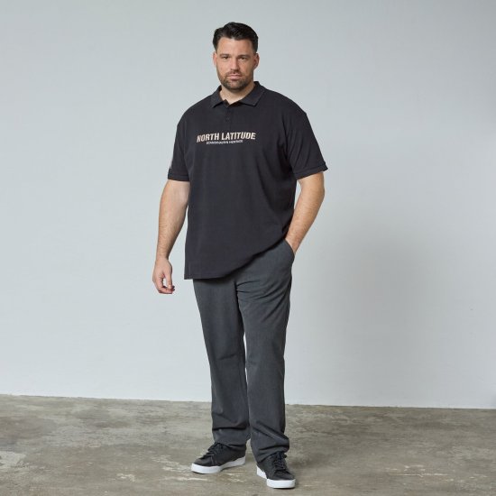 North Latitude Logo Polo Negro - TALL polos - Polos TALL para hombres altos
