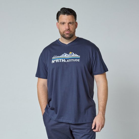 North Latitude Mountain T-Shirt V-Neck Azul marino - Camisetas - Camisetas - 2XL-14XL