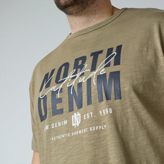 North Latitude T-Shirt Slub With Print Marrón/Beige - Camisetas - Camisetas - 2XL-14XL