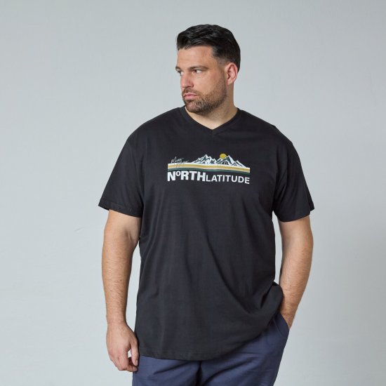 North Latitude Mountain T-Shirt V-Neck Negro - Camisetas - Camisetas - 2XL-14XL