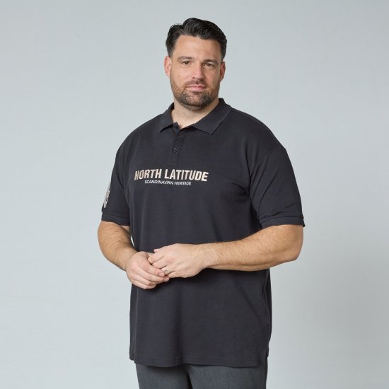 North Latitude Logo Polo Negro - Polos - Polos 2XL-8XL