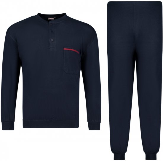 Adamo Brian Long Sleeve Pyjama with Cuffs Navy - Ropa interior - Ropa interior 2XL-8XL