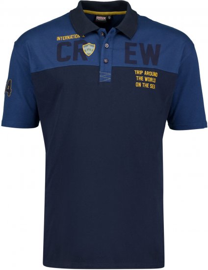 Adamo Crew Printed Jersey Poloshirt Denim Blue - Polos - Polos 2XL-8XL