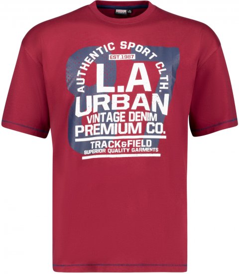Adamo Urban Comfort Fit Printed T-shirt Burgundy - Camisetas - Camisetas - 2XL-14XL