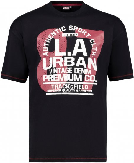 Adamo Urban Comfort Fit Printed T-shirt Black - Camisetas - Camisetas - 2XL-14XL