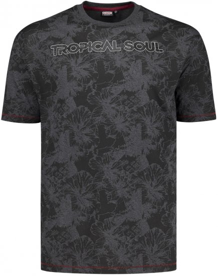 Adamo Tropical Regular Fit Printed T-shirt Charcoal - Camisetas - Camisetas - 2XL-14XL