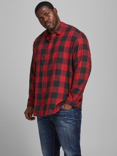 Jack & Jones Gingham Shirt L/S Brick Red - Camisas - Camisas 2XL-10XL