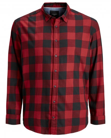 Jack & Jones Gingham Shirt L/S Brick Red - Camisas - Camisas 2XL-10XL