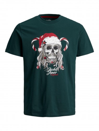 Jack & Jones JORFESTIVE Xmas Skull T-shirt Green - Camisetas - Camisetas - 2XL-14XL
