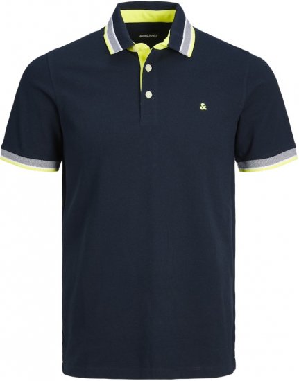 Jack & Jones PAULOS Short Sleeve Polo Navy Blazer/NEON - Polos - Polos 2XL-8XL