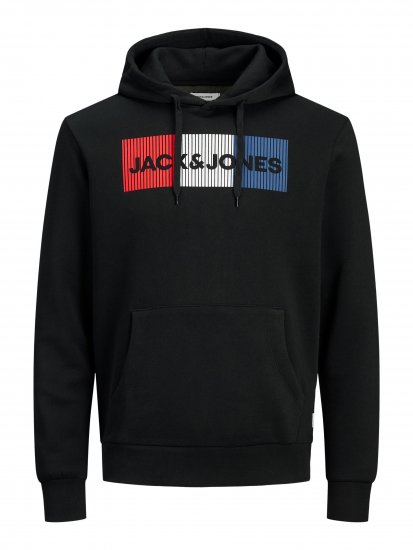 Jack & Jones CORP LOGO Hoodie Black - Sudaderas - Sudaderas 2XL-12XL