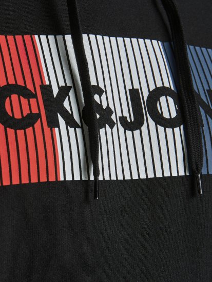 Jack & Jones CORP LOGO Hoodie Black - Sudaderas - Sudaderas 2XL-12XL